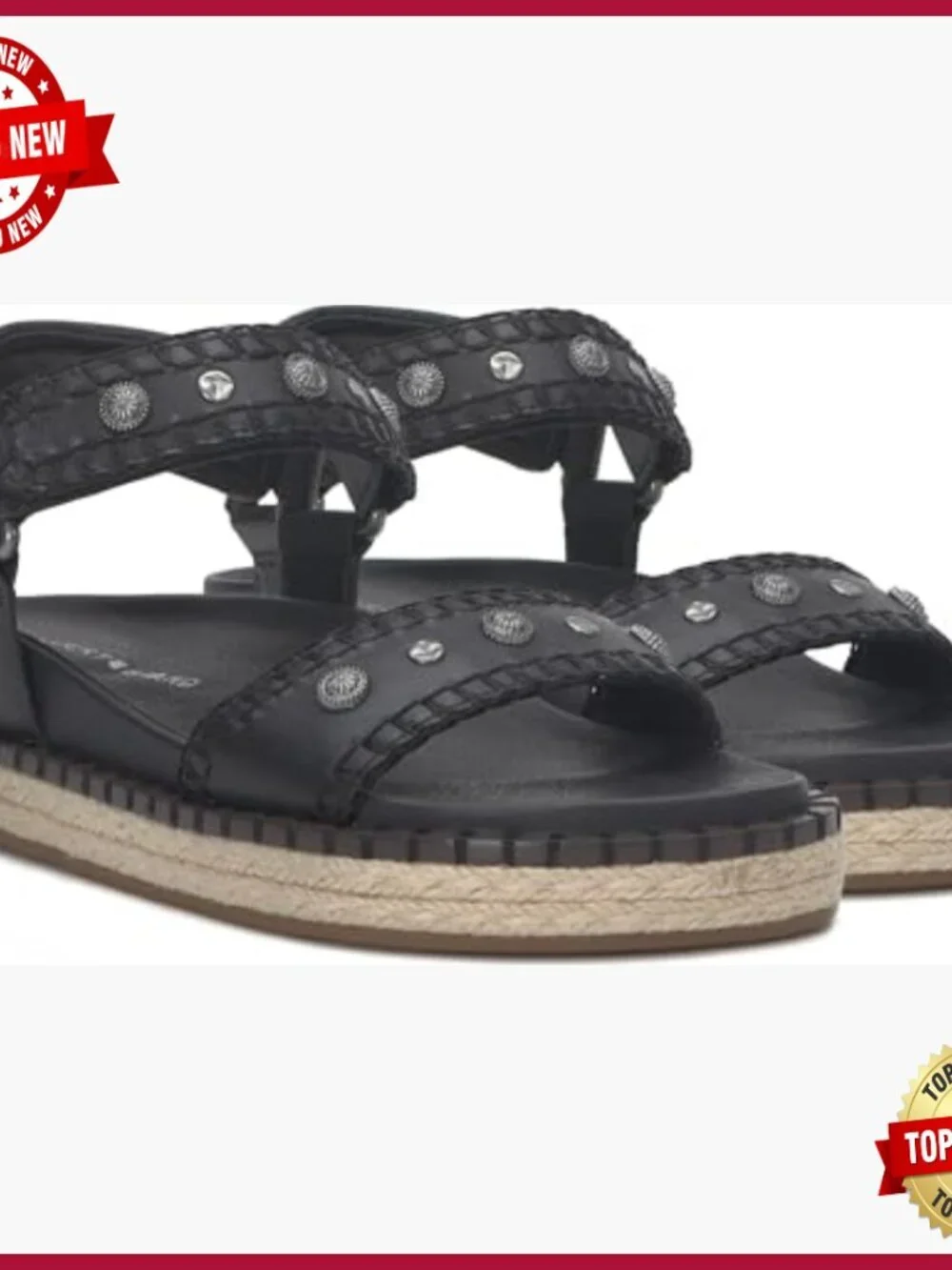 Leather footbed platform sandals with studded straps